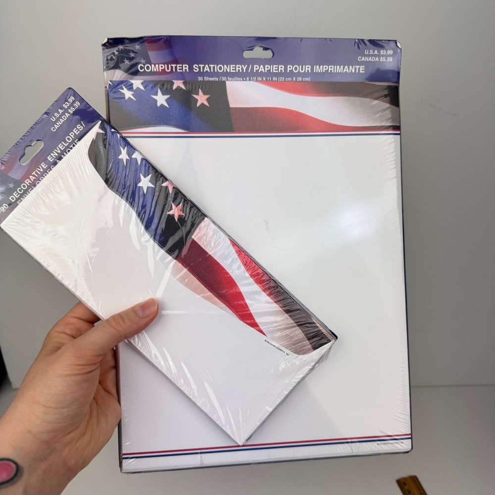 Patriotic Americana Sealed Computer Stationary 30 Sheets Paper 20 Envelopes READ